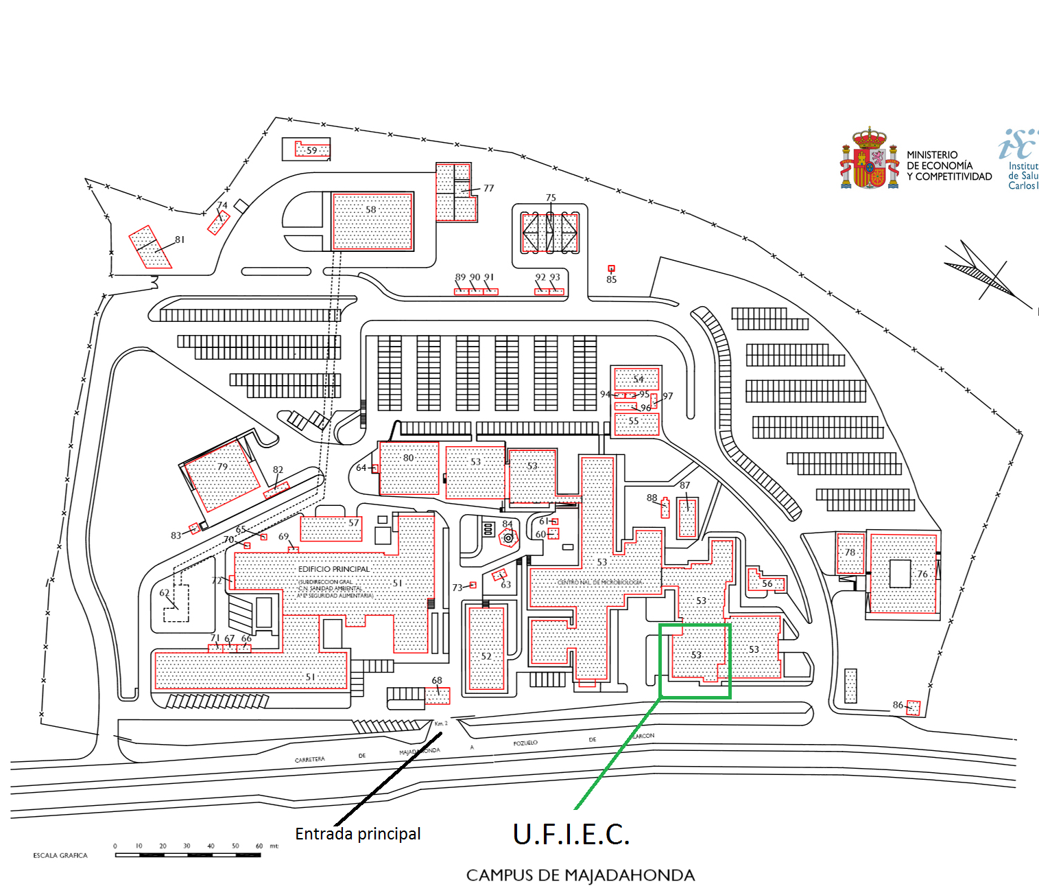 Mapa del Campus señalando la Unidad